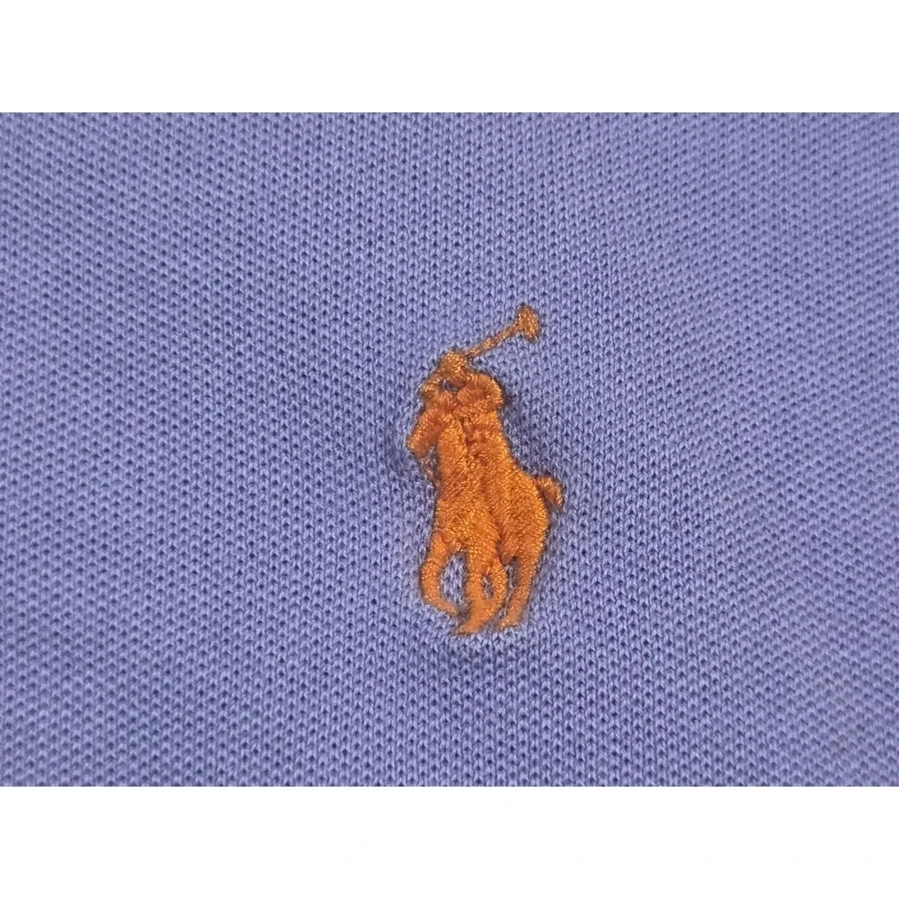 Polo Ralph Lauren Mens XL Purple Custom Fit Stretch Mesh Polo Shirt Orange Pony